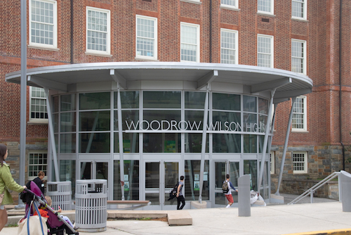 The facade of Woodrow Wilson High School in D.C. (WI photo)
