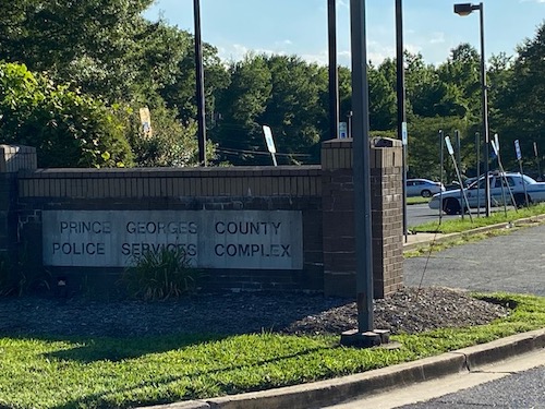 A sign outside Prince George's County Police Department headquarters in Palmer Park (William J. Ford/The Washington Informer)