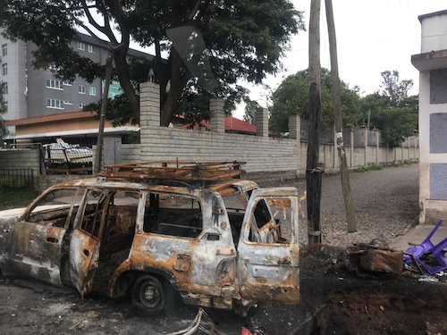 The aftermath of mob violence in the town of Shashamane, Ethiopia earlier this month. (Photo courtesy of Tom Gardner/The Economist)