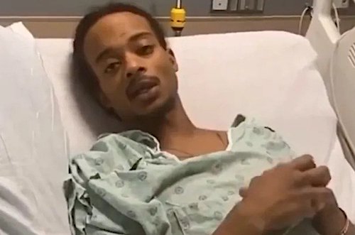 Jacob Blake, a Black man who was shot seven times in the back by a Kenosha, Wis., police officer on Aug. 23, speaks from a hospital bed in a video posted by his lawyer, Benjamin Crump.