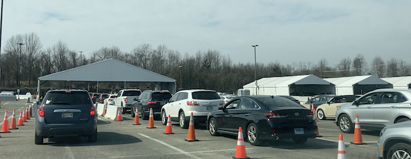 Six Flags America in Bowie is seeing a high number of cars in the appointment area although Prince George’s County has the lowest rate of vaccinated residents in the state with only 11 percent of vaccines being given to Prince George’s County residents according to County Executive Angela Alsobrooks. (Courtesy photo/MV Lassiter)