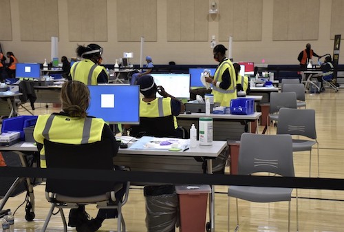 A community vaccination clinic at First Baptist Church of Glenarden's Family Life Center in Upper Marlboro, Maryland, shown here on March 16, is scheduled to open Tuesdays and Thursdays the first two weeks and go to five days a week beginning March 29. (Robert Roberts/The Washington Informer)