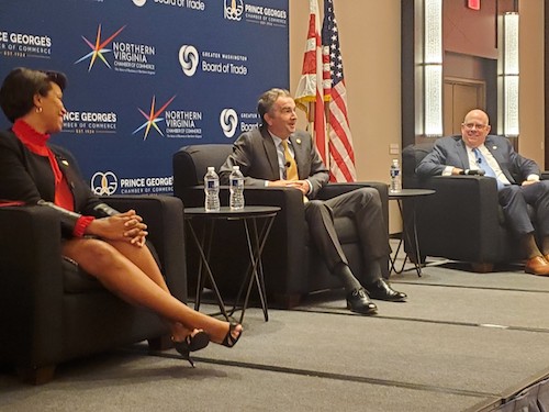D.C. Mayor Muriel Bowser, Virginia Gov. Ralph Northam and Maryland Gov. Larry Hogan at the 2021 Capital Region Business Forum (James Wright/The Washington Informer)