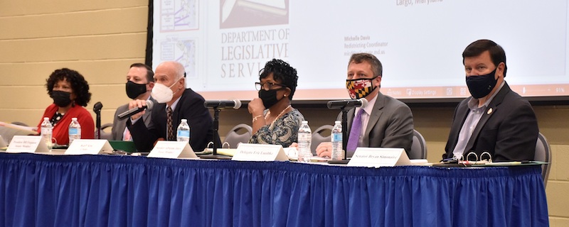 The Maryland Legislative Redistricting Advisory Commission holds its first public hearing at Prince George’s Community College in Largo on Sept. 20. (Robert R. Roberts/The Washington Informer)