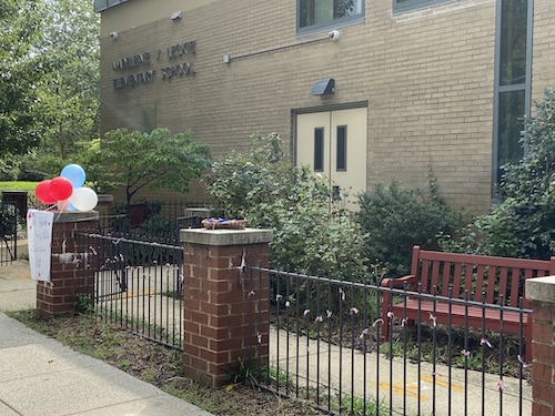 The memorial garden and bench to honor and remember the students, parents, and teacher who were part of the Leckie Elementary School family, killed when American Airlines Flight 77 crashed into the Pentagon. Until this year, the students commemorate the lives lost with a day of service. (DR Barnes/The Washington Informer)