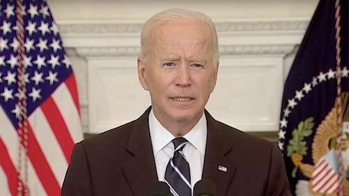 President Joe Biden speaks during a Sept. 9 address from the State Dining Room at the White House to announce new federal COVID-19 vaccine requirements.