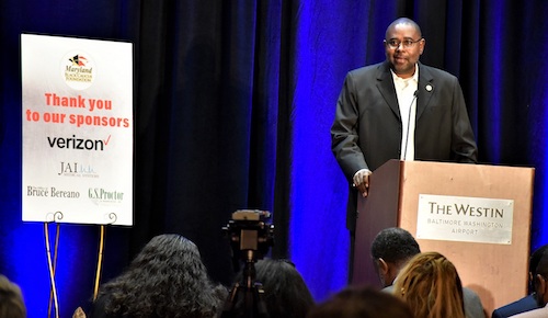 Del. Darryl Barnes speaks during a Maryland gubernatorial candidates reception at the Westin Baltimore Washington Airport Hotel-BWI in Linthicum Heights, Maryland, on Oct. 13. (Robert R. Roberts/The Washington Informer)