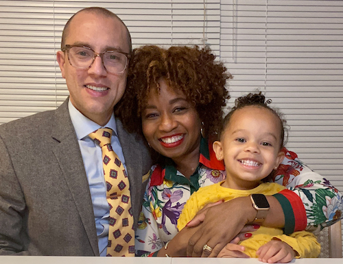 From left: Gabe and Olisi Hindin, with 2-year-old Zoe (Courtesy photo)