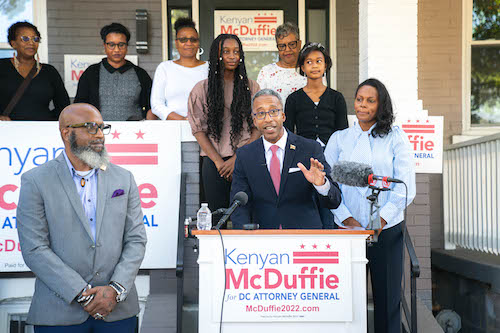 **FILE** D.C. Council member Kenyan McDuffie announces his bid for the city's attorney general during an Oct. 21 press conference outside his Ward 5 home. (Abdullah Konte/The Washington Informer)