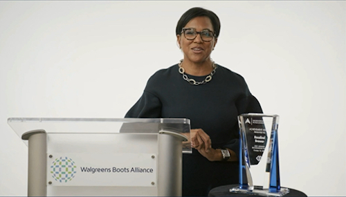 Rosalind Brewer, CEO of Walgreens Boots Alliance, receives The Executive Leadership Council (ELC) 2021 Achievement Award. The award was given during the ELC’s virtual 35th anniversary gala. (Courtesy photo)
