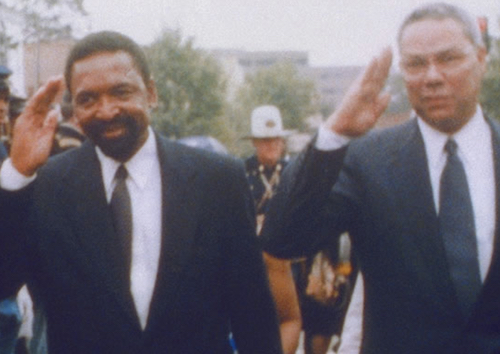 This photo from the African American Civil War Memorial and Museum's website shows former D.C. Councilman Frank Smith and Gen. Colin Powell at a dedication ceremony for a memorial honoring the U.S. Colored Troops who fought in the Civil War.