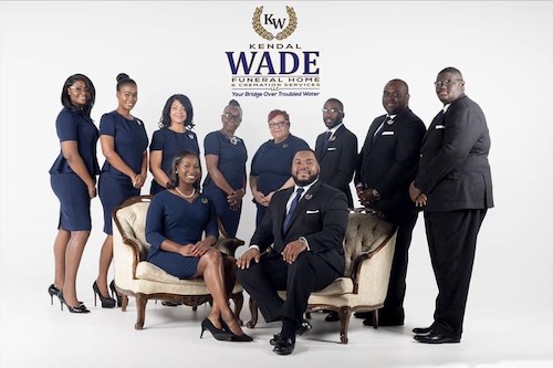 Staff of the Kendal Wade Funeral Home & Cremation Services LLC (from left0 London Shepherd, Kendra Barnes, Lashawn Wade, Ann Taylor, Brenda Wade, Ocie Miller, Marques Dyer, Caleb Camara and seated left to right are Toria Walker and Kendal Wade. (Photo courtesy of Esinej Photography LLC)