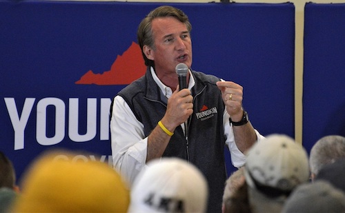 Virginia Republican gubernatorial nominee Glenn Youngkin speaks during a campaign rally inside Manassas Park Community Center in Manassas Park, Virginia, on Oct. 30. (Robert R. Roberts/The Washington Informer)