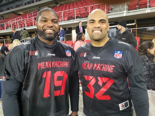 U.S. Reps. Byron Donalds (left) and Colin Allred are on opposite sides of the aisle politically but served as teammates at the recent Congressional Football Game. (James Wright/The Washington Informer)