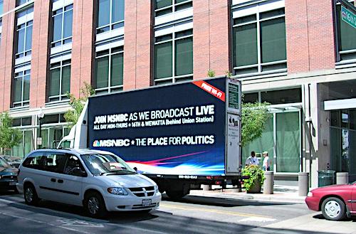 **FILE** MSNBC mobile billboard at Union Station in Denver is shown here. (Luis Toro via Wikimedia Commons)