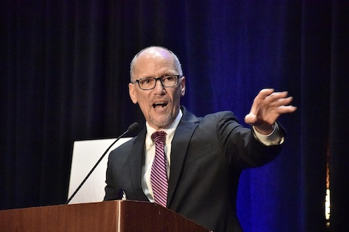 **FILE** Former Democratic National Committee Chair and Maryland gubernatorial candidate Tom Perez speaks during a candidates' reception at the Westin Baltimore Washington Airport Hotel-BWI in Linthicum Heights, Maryland. (Robert R. Roberts/The Washington Informer)