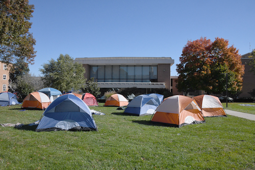 Tents set up in front of the Blackburn University Center on the campus of Howard University (Anthony Tilghman/The Washington Informer)