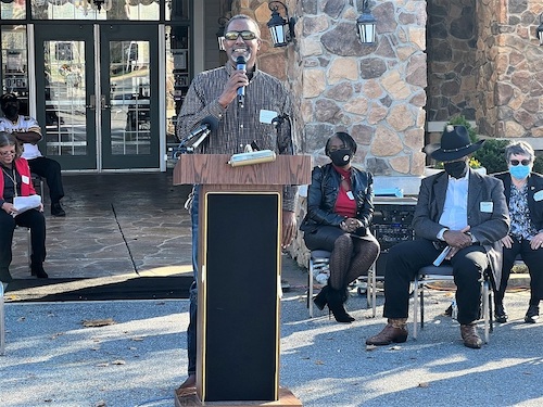 Robert Thurston of College Park speaks during a Nov. 11 rally against a proposed redistricting plan offered by the Prince George's County Council. Six of the 10 council members approved a resolution last month to introduce preliminary maps for all nine council districts. (Anthony Tilghman/The Washington Informer)