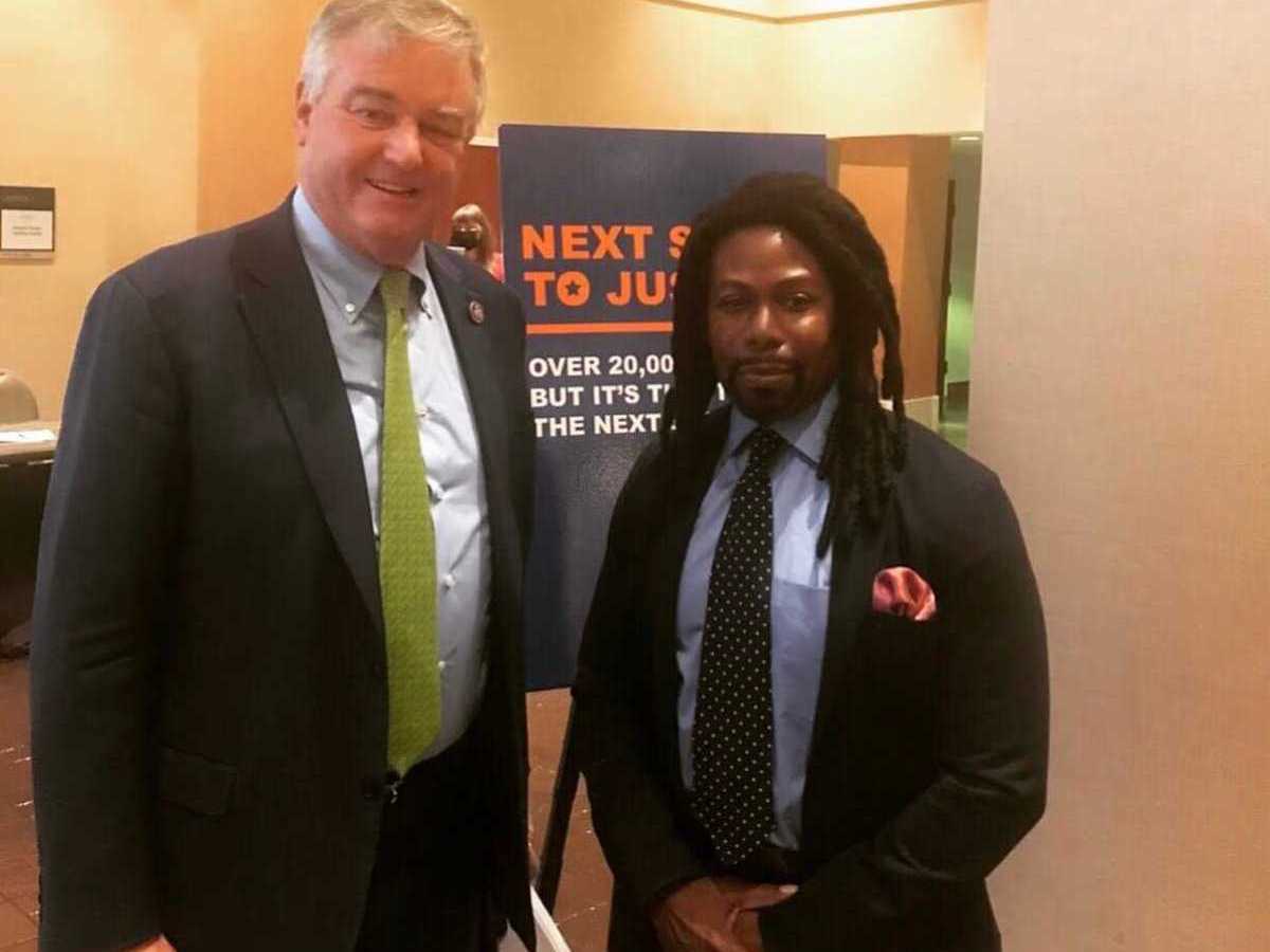 Rep. David Trone with Roy Belfry, Dream Corps JUSTICE advisory council member, on Dec. 8 at an event commemorating the passage of the First Step Act (Courtesy photo)