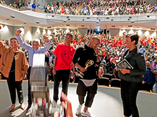 **FILE** Comedian Dave Chappelle during a visit to the Duke Ellington School of the Arts in 2017 (WI photo)