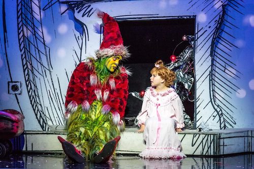 **FILE** Philip Huffman (left) stars as The Grinch in "Dr. Seuss' How The Grinch Stole Christmas! The Musical." (Courtesy of broadwayatthenational.com)