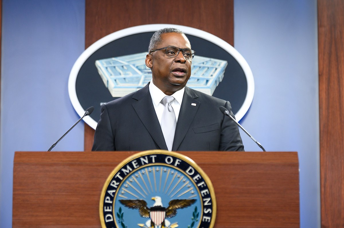 **FILE** Secretary of Defense Lloyd J. Austin III briefs the press from the Pentagon Briefing Room, Washington, D.C., Feb. 19, 2021. (DoD Photo by U.S. Air Force Staff Sgt. Jack Sanders)