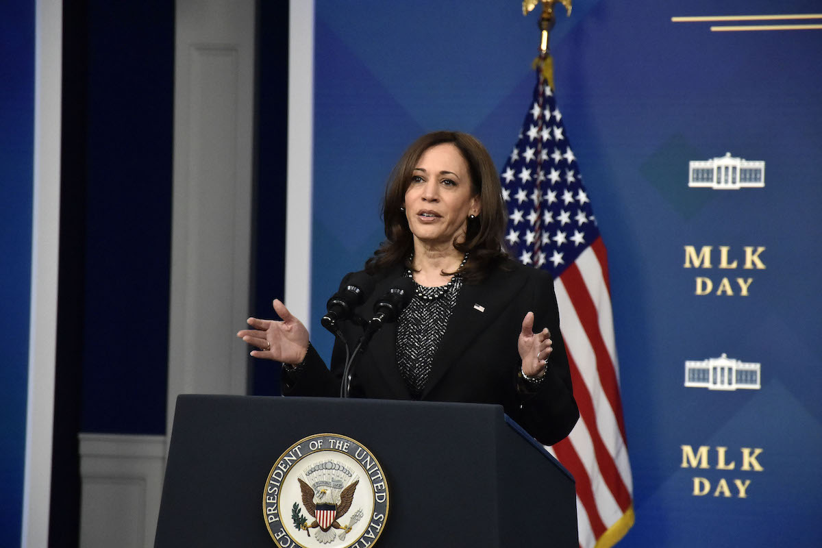 Vice President Kamala Harris strikes an encouraging tone about voting rights. (Robert R. Roberts/The Washington Informer)