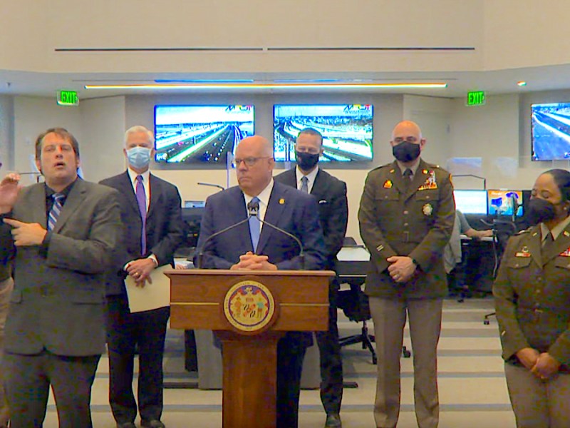Maryland Gov. Larry Hogan speaks during a Jan. 4 press briefing in Annapolis to give an update on the state response to the coronavirus pandemic.