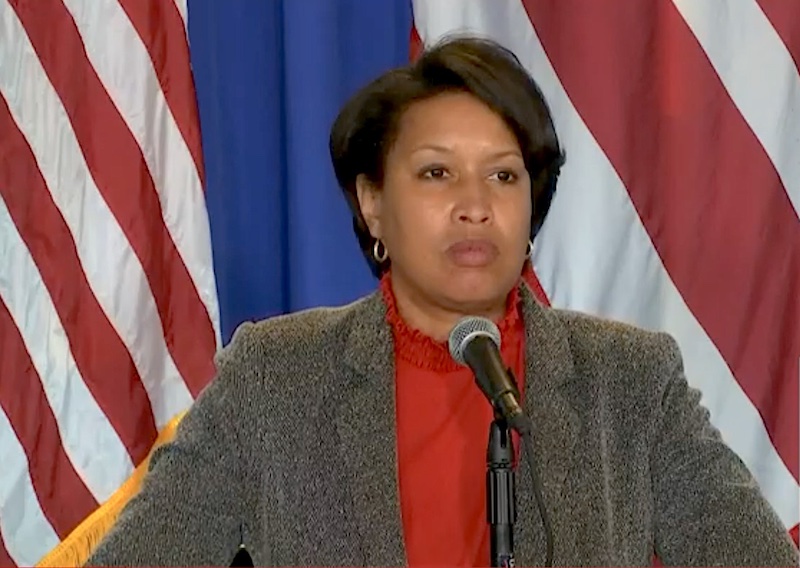 D.C. Mayor Muriel Bowser speaks during a Feb. 14 press conference on the city's response to the coronavirus pandemic.