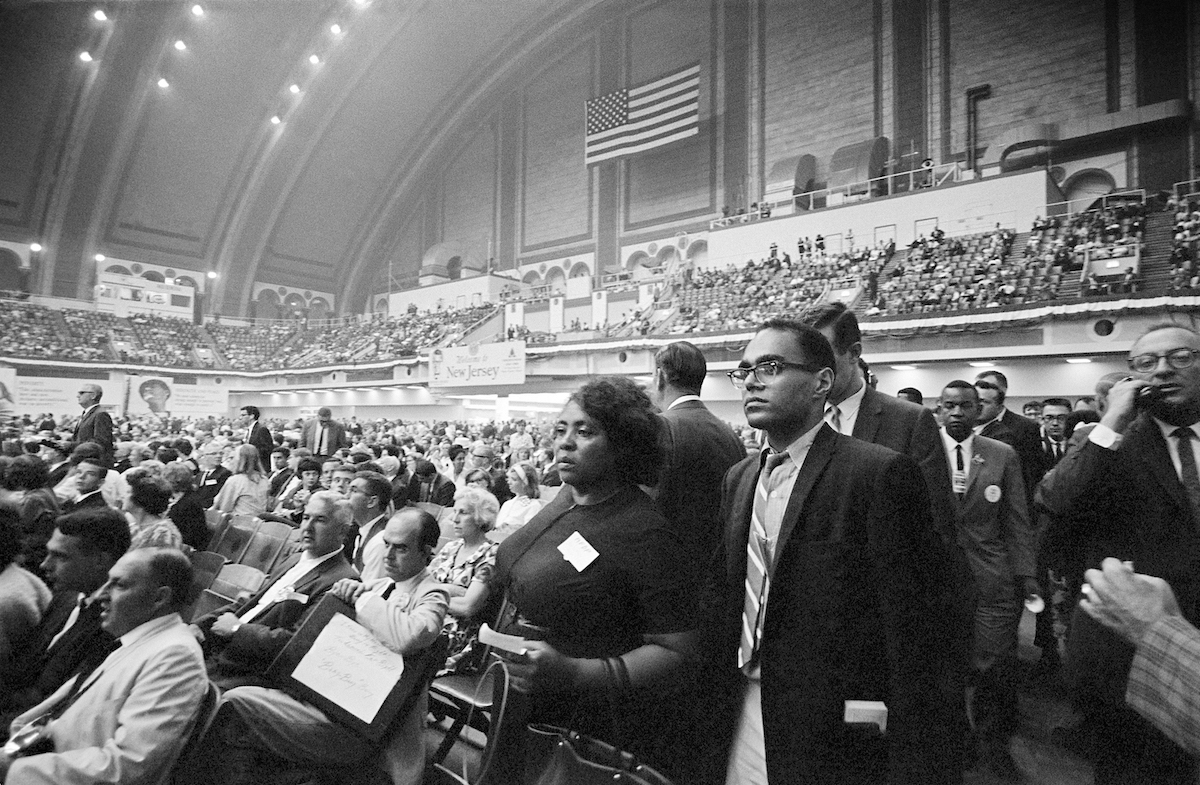 Fannie Lou Hamer represents the Freedom Democratic Party at the 1964 Democratic National Convention. The documentary "Fannie Lou Hamer's America” premieres on PBS and World Channel on Feb. 22. (Photo courtesy of George Ballis)