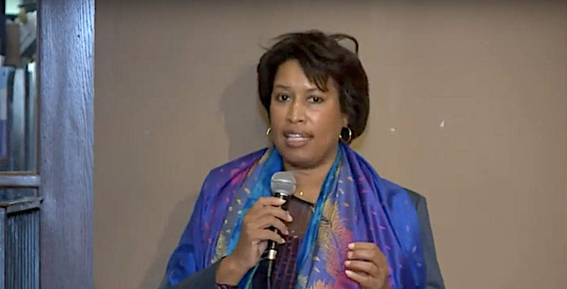 D.C. Mayor Muriel Bowser announces a new initiative aimed at increasing homeownership in the city for longtime Black residents during a press conference at Busboys and Poets restaurant in northwest D.C. on March 31.