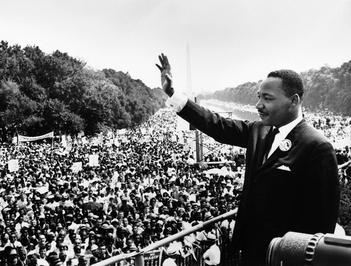 Martin Luther King Jr. addresses a crowd from the steps of the Lincoln Memorial where he delivered his famous, "I Have a Dream," speech during the Aug. 28, 1963, march on Washington, D.C.