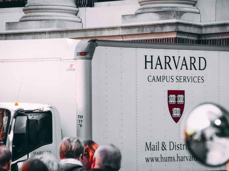 white harvard campus services truck