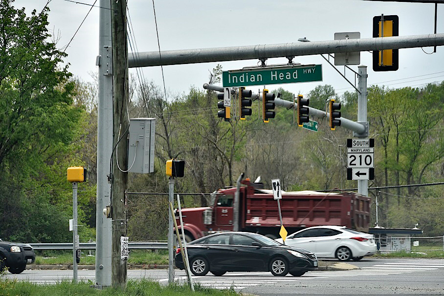 A sign for Indian Head Highway in Oxon Hill, Maryland, is shown here on April 21. (Robert R. Roberts/The Washington Informer)
