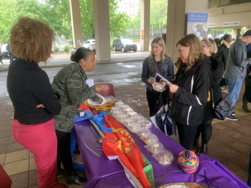 Representatives from the Eritrean Embassy greet guests. (Hamil R. Harris/The Washington Informer)