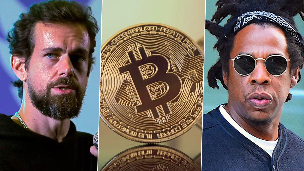 Hip-hop icon Jay-Z (right) joined with Twitter founder Jack Dorsey for a "Bitcoin Academy." (Photo courtesy of LatestLY)