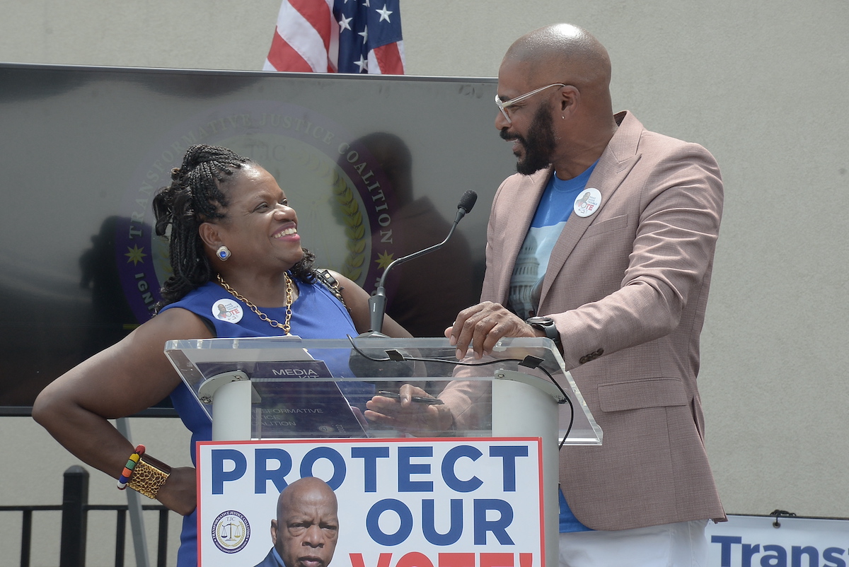Barbara Arnwine and Daryl Jones of the Transformative Justice Coalition (Roy Lewis/The Washington Informer)