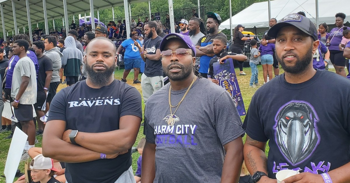 From left: Davon Tucker, Colby Taylor and Jerrod Jones are hopeful for a successful 2022 Baltimore Ravens campaign. (Timothy Cox/Special to The Informer)