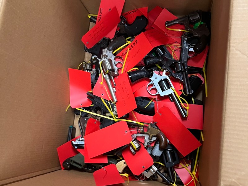 Guns collected at First Baptist Church of Glenarden on Nov. 18 (Courtesy of FBCOG Photo Ministry)