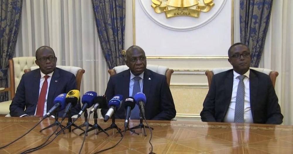 Christophe Lutundula and Vincent Biruta meet João Lourenço in Luanda (Copyright © africanews AFP)