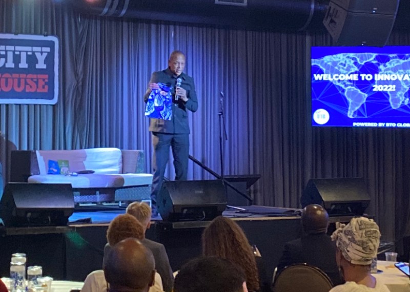 Lloyd Ward, CEO and co-founder of Ward Holdings International, Ward Holdings Africa and Ward Holdings Tanzania, shows off a bag of TanzaNutz, a product birthed from a partnership with Tanzania's agricultural ministry.