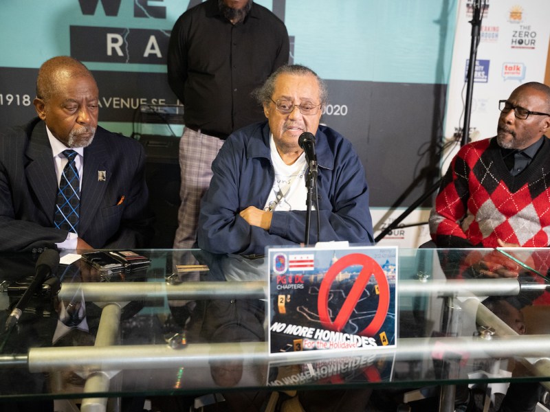 From left: Thomas Blanton, Esq., Kenny Barnes and Raymond Bell talk about their efforts to quell violence in the District. (Marckell Williams/The Washimgton Informer)