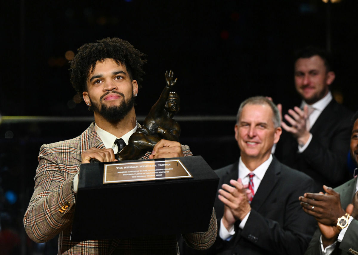 Caleb Williams, winner of the 2022 Heisman Trophy, presented at Jazz At Lincoln Center Saturday, Dec. 10, 2022, in New York. (Courtesy of Heisman Trophy Trust)