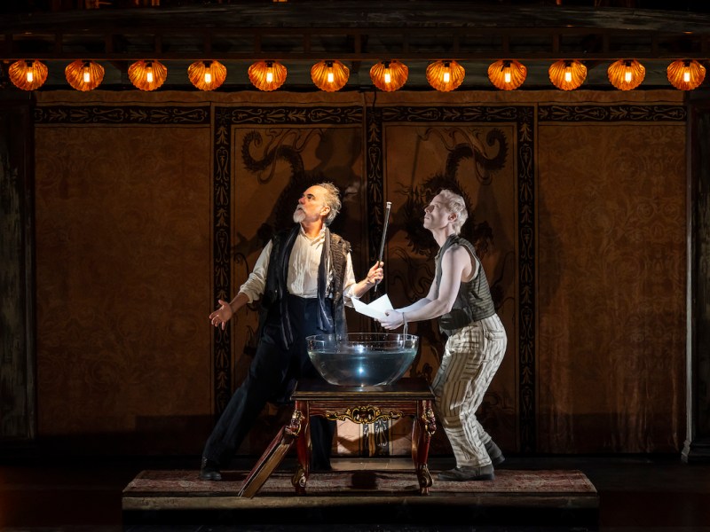 "The Tempest" is playing at Round House Theatre until Jan. 29. Prospero, a central character out for revenge played by Eric Hissom. He is assisted in using illusions and magic by his collaborator Ariel, played by Nate Dendy. (Courtesy of Scott Suchman/Round House Theatre)
