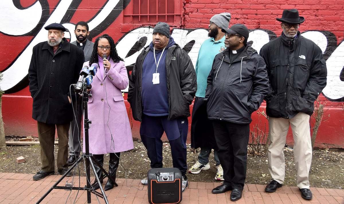 D.C. Council member Janeese Lewis George (third from left) is calling for a cease-fire after two recent daytime shootings that critically injured three schoolchildren. (Robert R. Roberts/The Washington Informer)