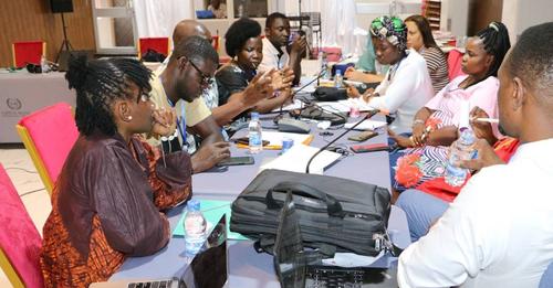 Some of the journalists who attended the training during a group discussion workshop organized by African Water Association (AFWA). (Courtesy photo)