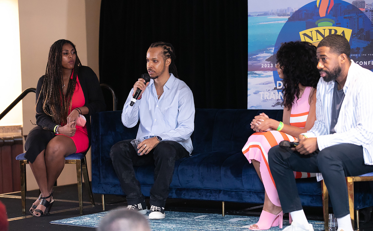 From left: Micha Green, Lafayette Barnes, Chelsea Lenora White and Jarren Small attend the 2023 NNPA Mid-Winter Conference. (Mark Mahoney/NNPA)