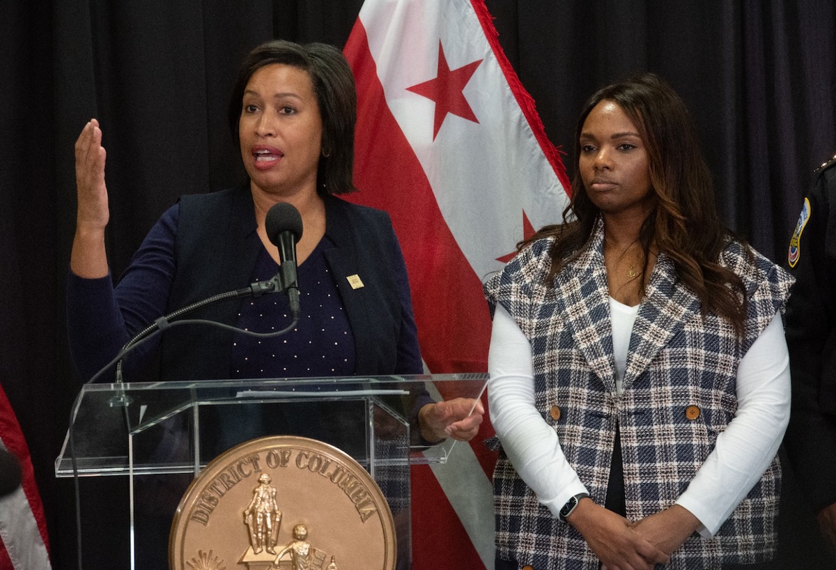 On Jan. 21, several ANC commissioners converged on Deanwood Recreation Center in Northeast for a public safety meeting that D.C. Mayor Muriel Bowser (D), standing next to Acting Deputy Mayor for Public Safety and Justice Lindsey Appiah, hosted. (Courtesy of the Mayor's Office)