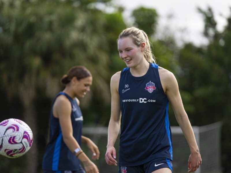 The Washington Spirit started sporting the ObviouslyDC.com training kits during its training camp in Florida. (Courtesy of Washington Spirit)