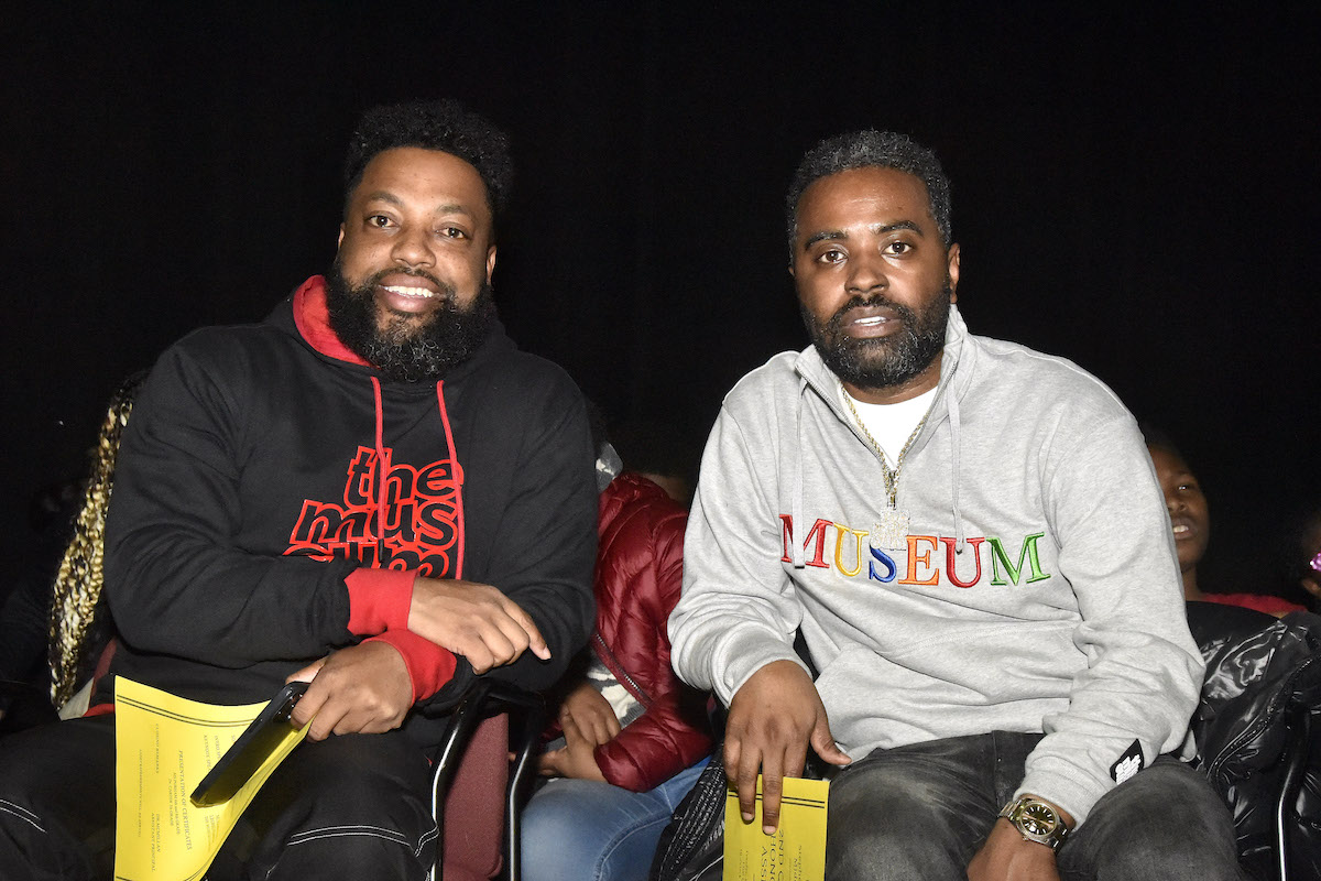 LeGreg Harrison (left) and Muhammad Hill, both keynote speakers for the honor roll assembly at Stephen E. Kramer Middle School recognizing student achievements (Robert R. Roberts/The Washington Informer)